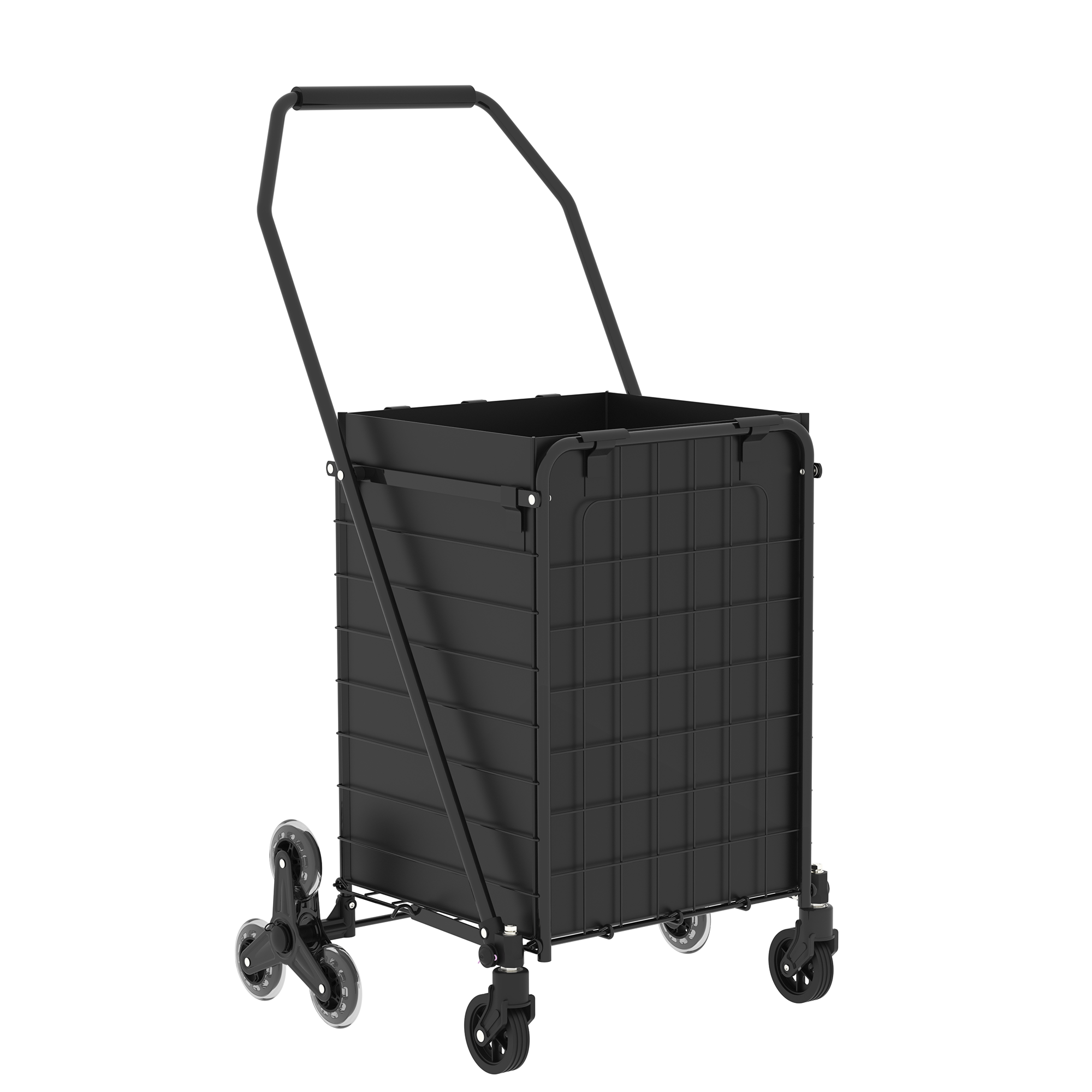 Foldable Utility Shopping Cart with 360° Rolling Wheels