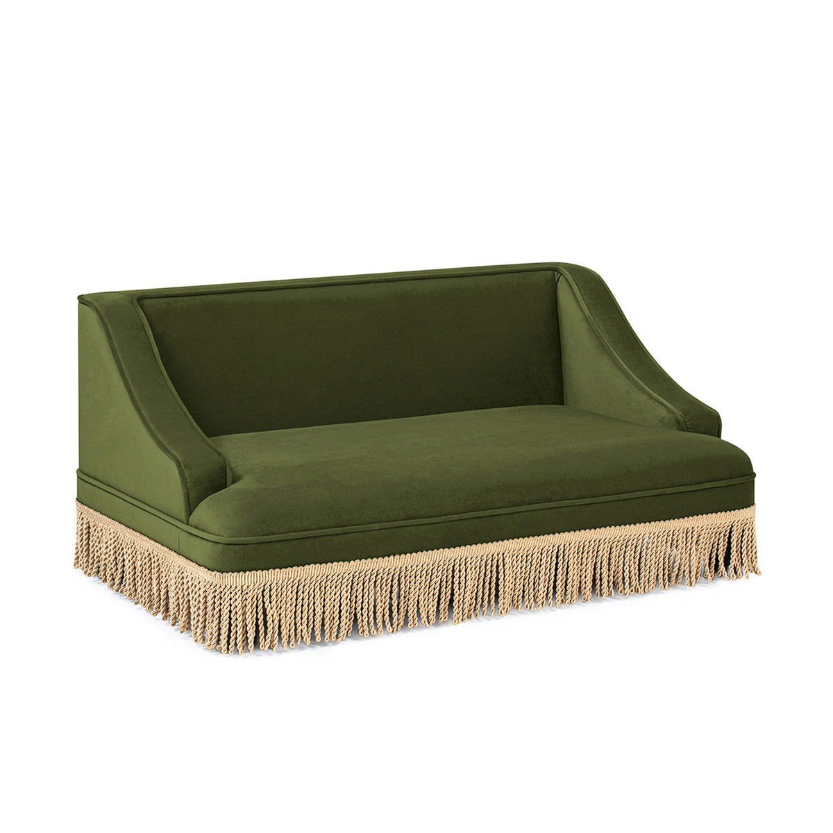 Duchess 33" Medium Princess Pet Bed Sofa with Fringe Skirt, Olive