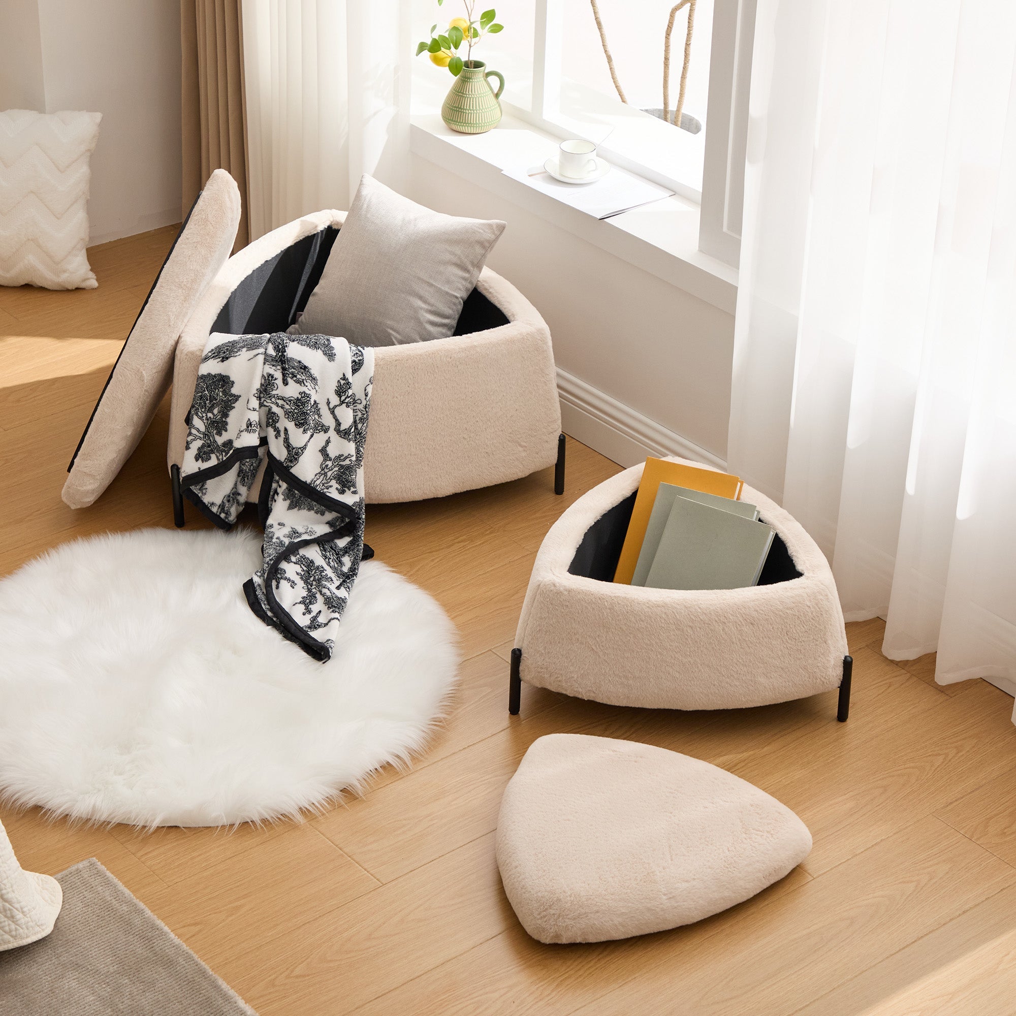 29.9" Wide 2-Piece Upholstered Storage Ottoman Set