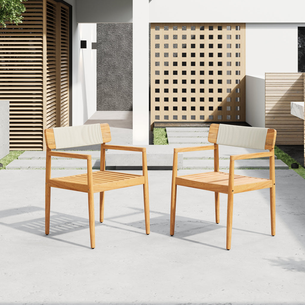 Creative Braided Acacia Wood Outdoor Dining Table and Chairs