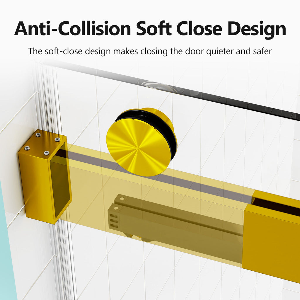 Frameless Double Sliding Soft-Close Shower Door in Brushed