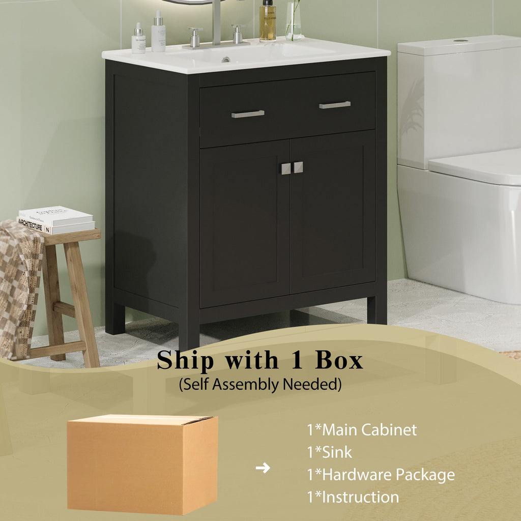 30" Bathroom Vanity with Ceramic Sink - Modern