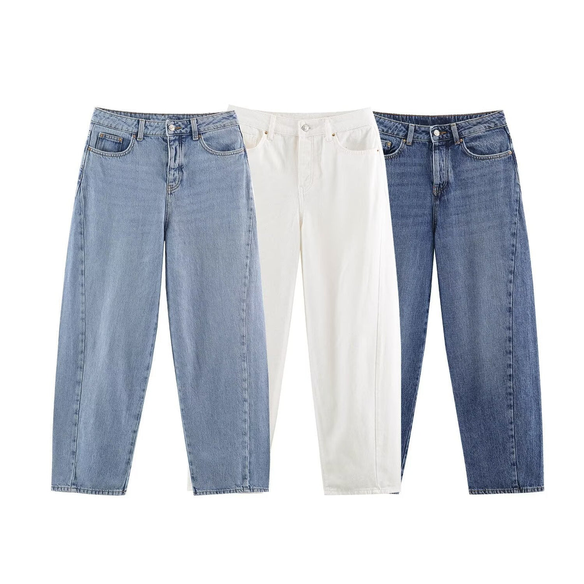 Washed Vintage Patchwork High-waisted Jeans