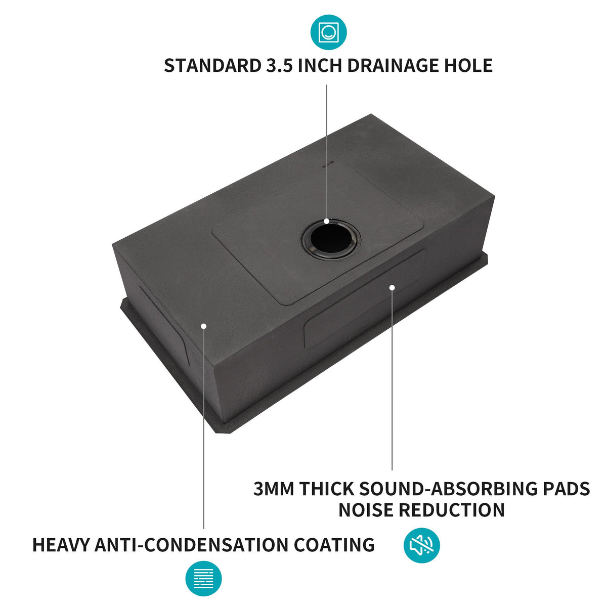 30 Inch Undermount Sink - Gunmetal Finish