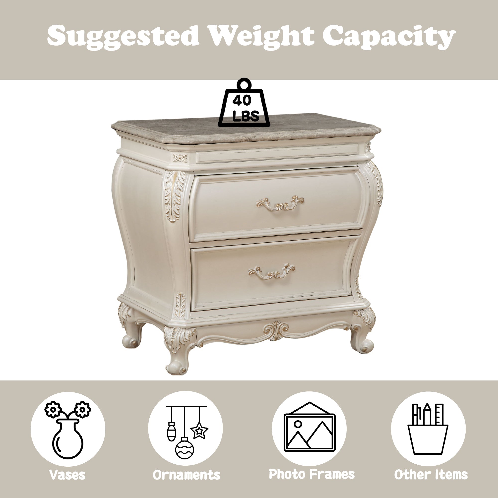Chantelle Pearl Nightstand