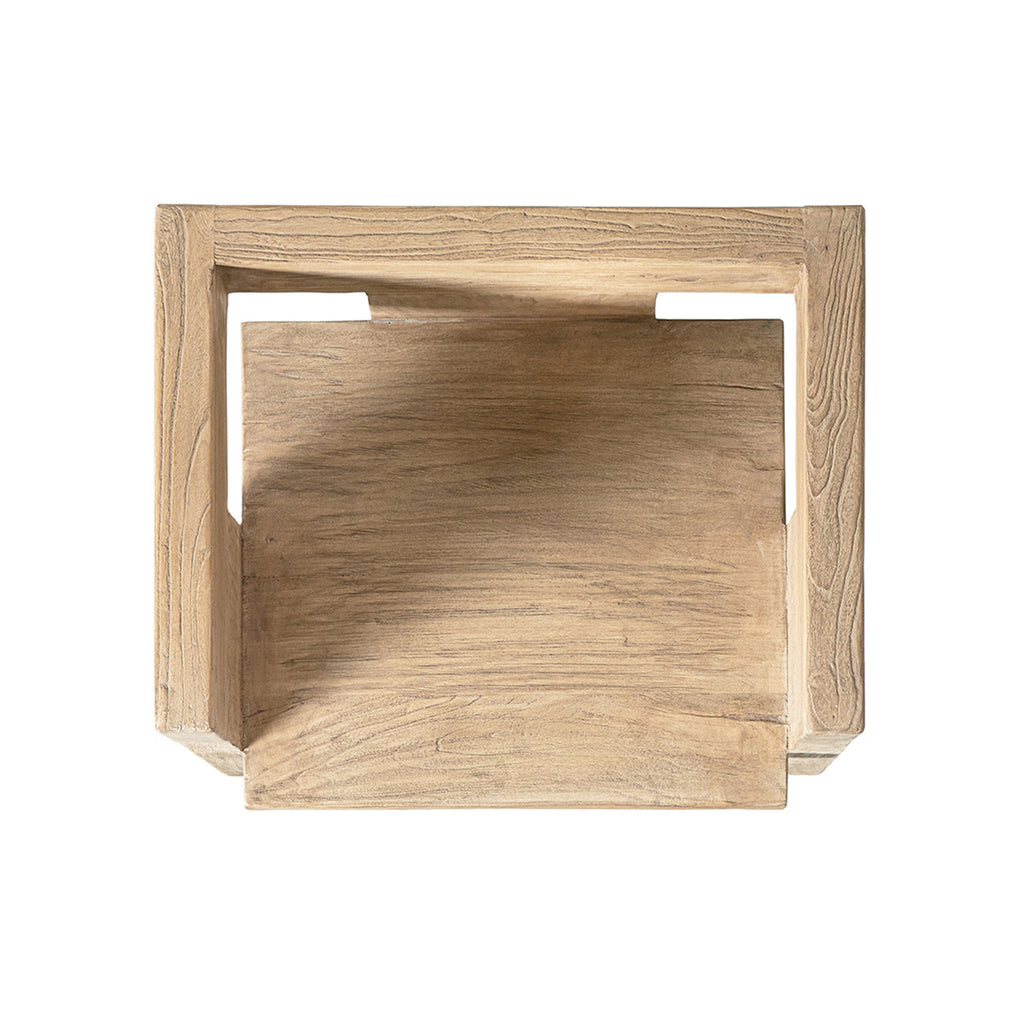 Avenel Solid Reclaimed Elm Sculptural Block Accent Chair