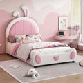 Twin Size Upholstered Platform Bed With Rabbit Shaped Headboard