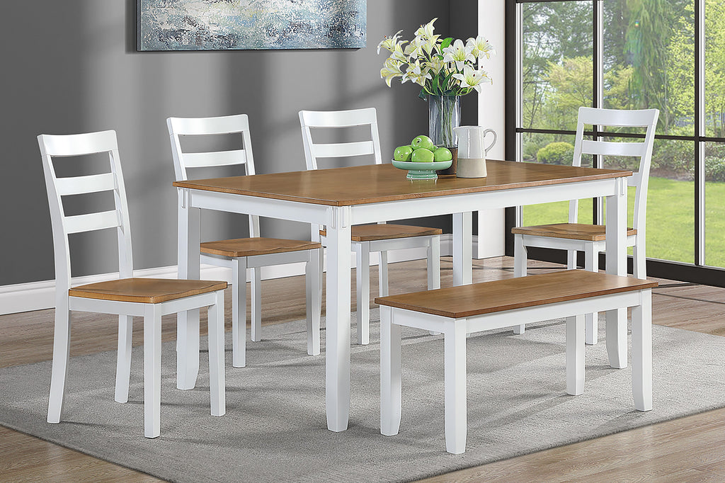 Contemporary 6pc Dining Set Table with 4 Side Chairs and Bench