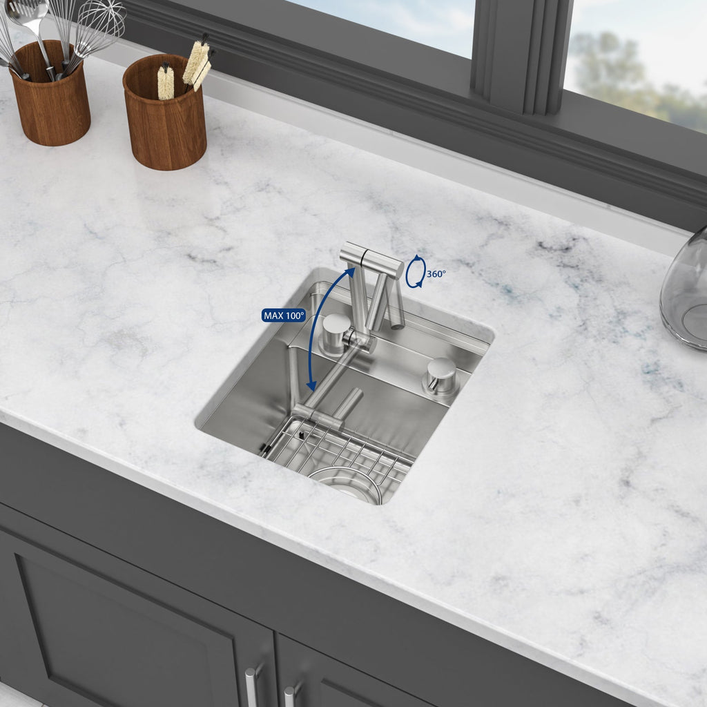 13" Undermount Workstation Bar Sink with Folding Faucet