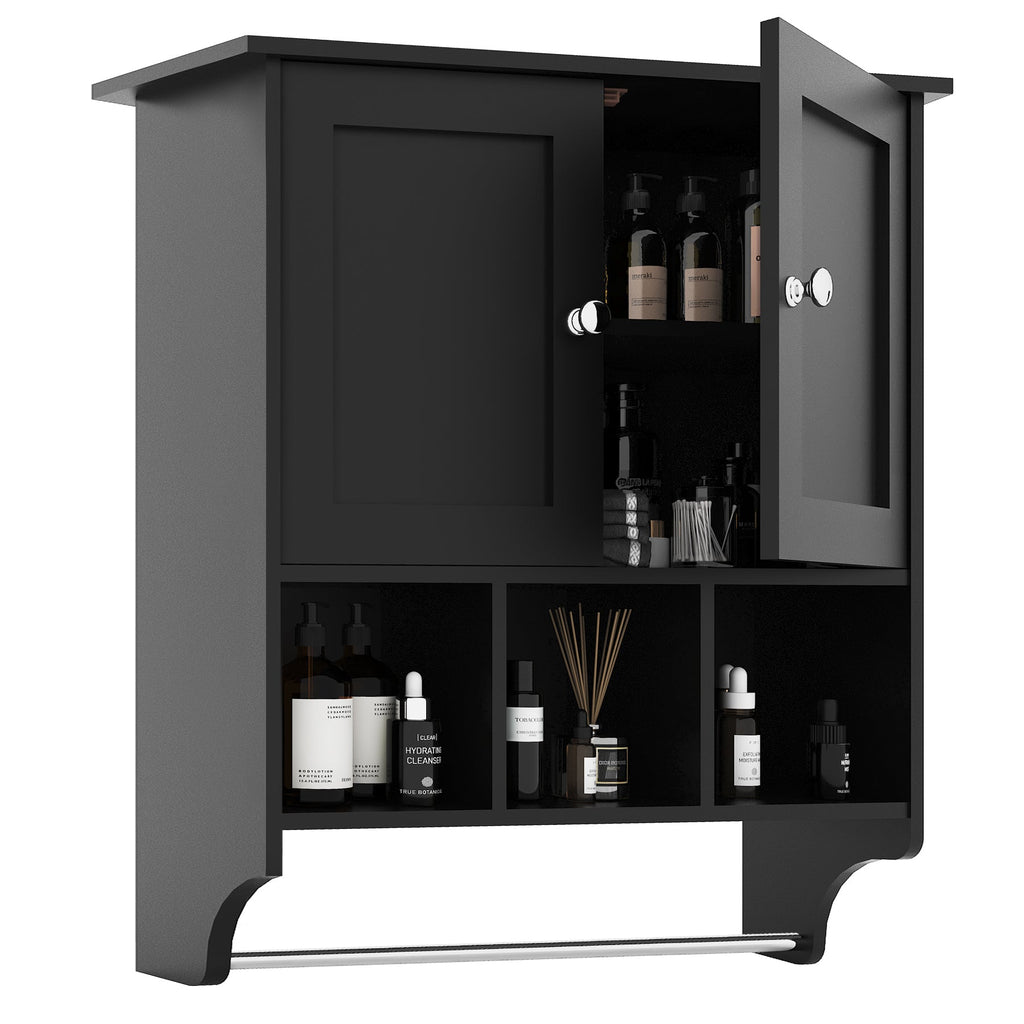 Premium Space Saving Wall Cabinet with 2 Doors in Black