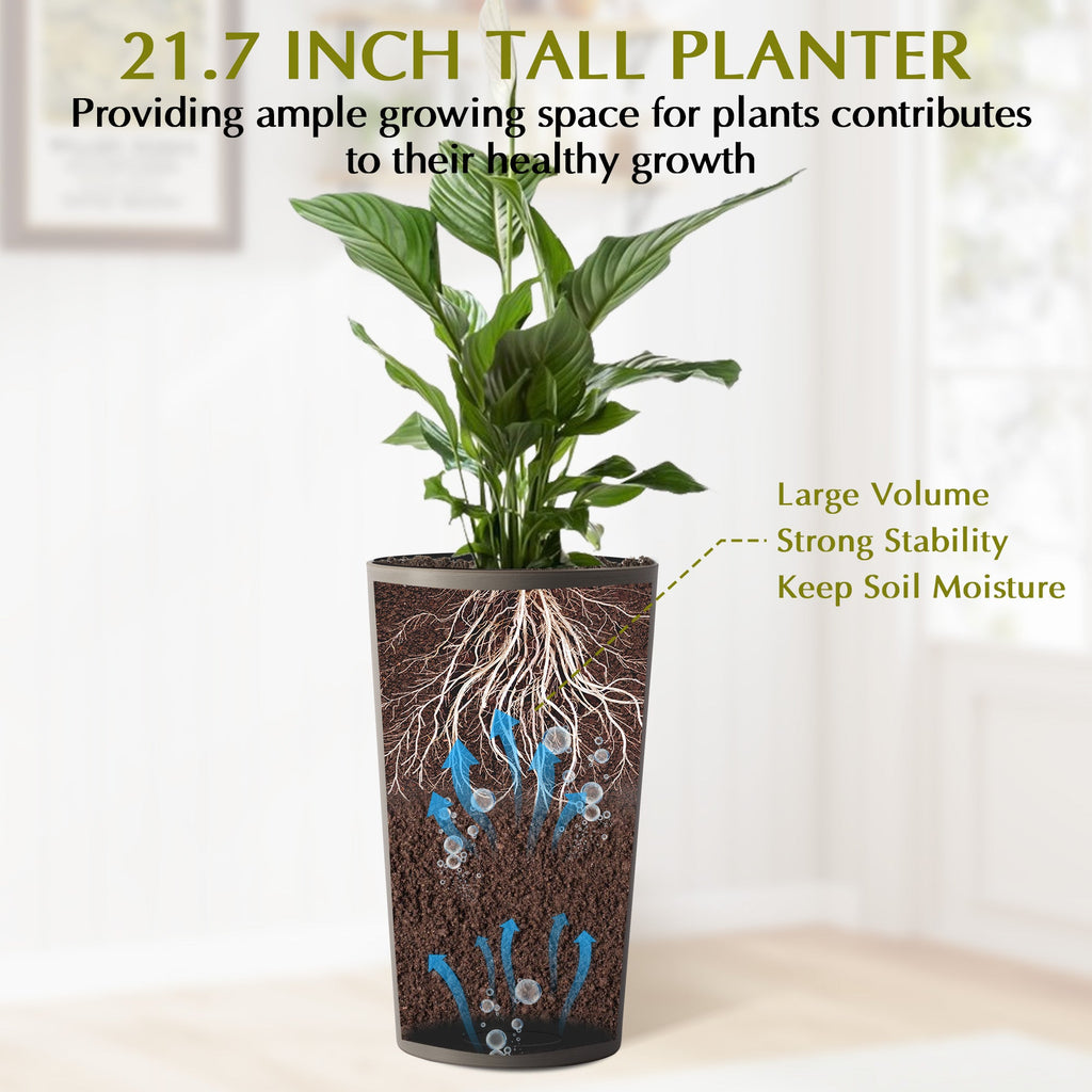 2 Pack Tall 21.7 in Planters for Outdoor Plants
