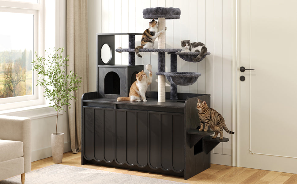 50.6" Cat Tree with Litter Box Enclosure