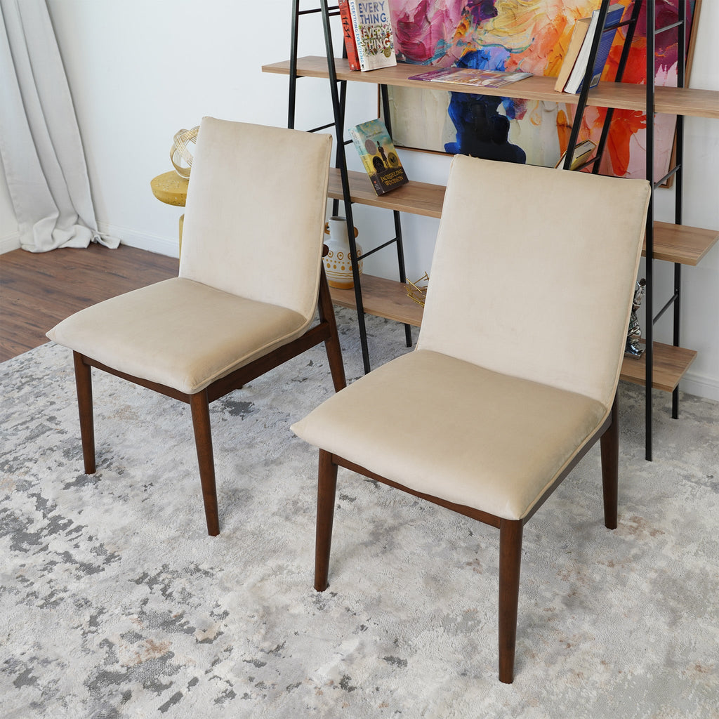 Monza Beige Velvet Dining Chair Set