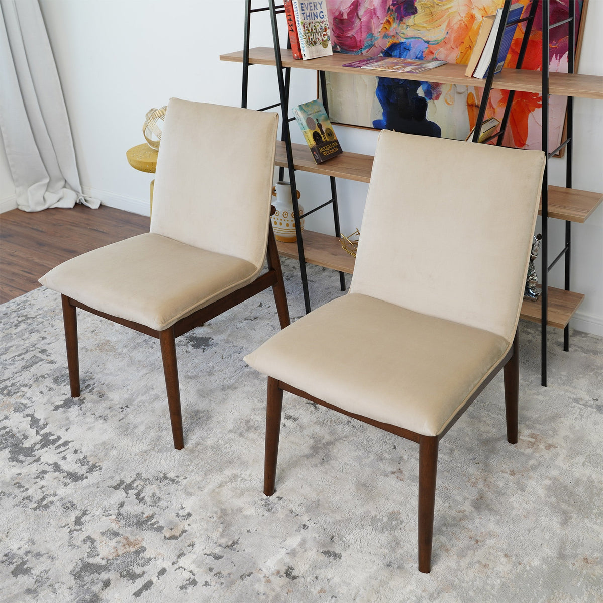 Monza Beige Velvet Dining Chair Set