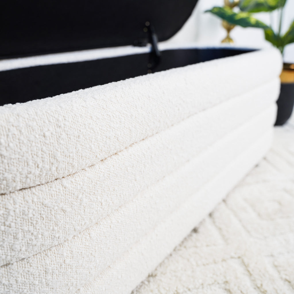 Cabana White Boucle Bench