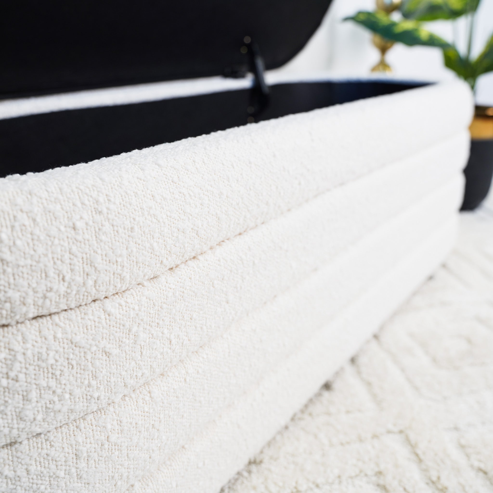 Cabana White Boucle Bench