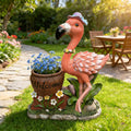 Outdoor Garden Sculpture: Flamingo Flower Pot Planter