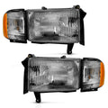 ANZO 1994-2002 Dodge Ram Crystal Headlight Chrome Amber With Corner Light (OE Replacement) 111456