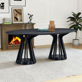 Modern 78.74 Inch Dining Table - Oval MDF Table with Sturdy Pedestal