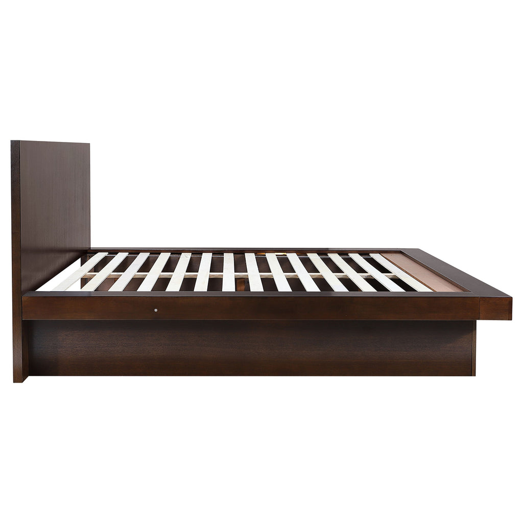 Tokyo Cappuccino Wood Eastern King LED Panel Bed