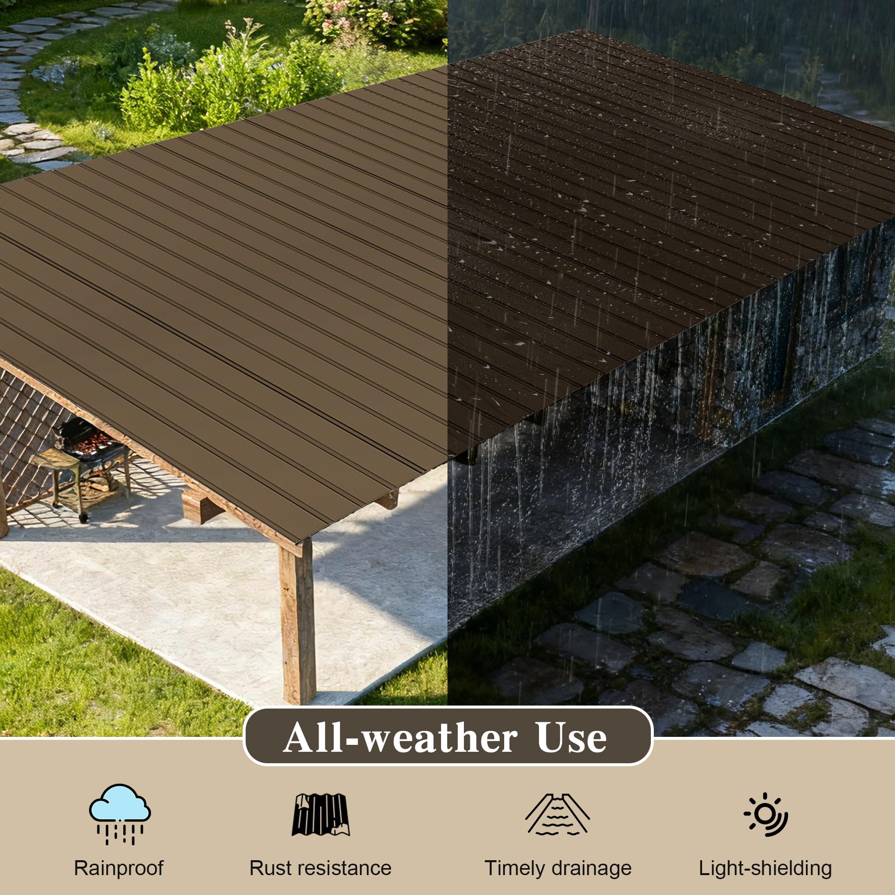 20 Pcs Metal Roofing Panels - Galvanized Steel Corrugated Roof Panels