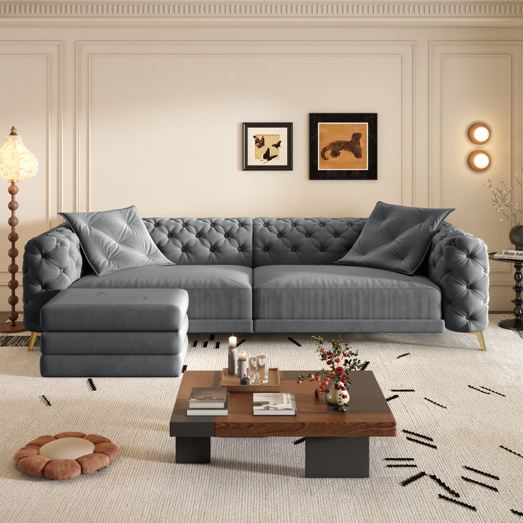 3-in-1 Convertible Sleeper Sofa with Movable Ottoman