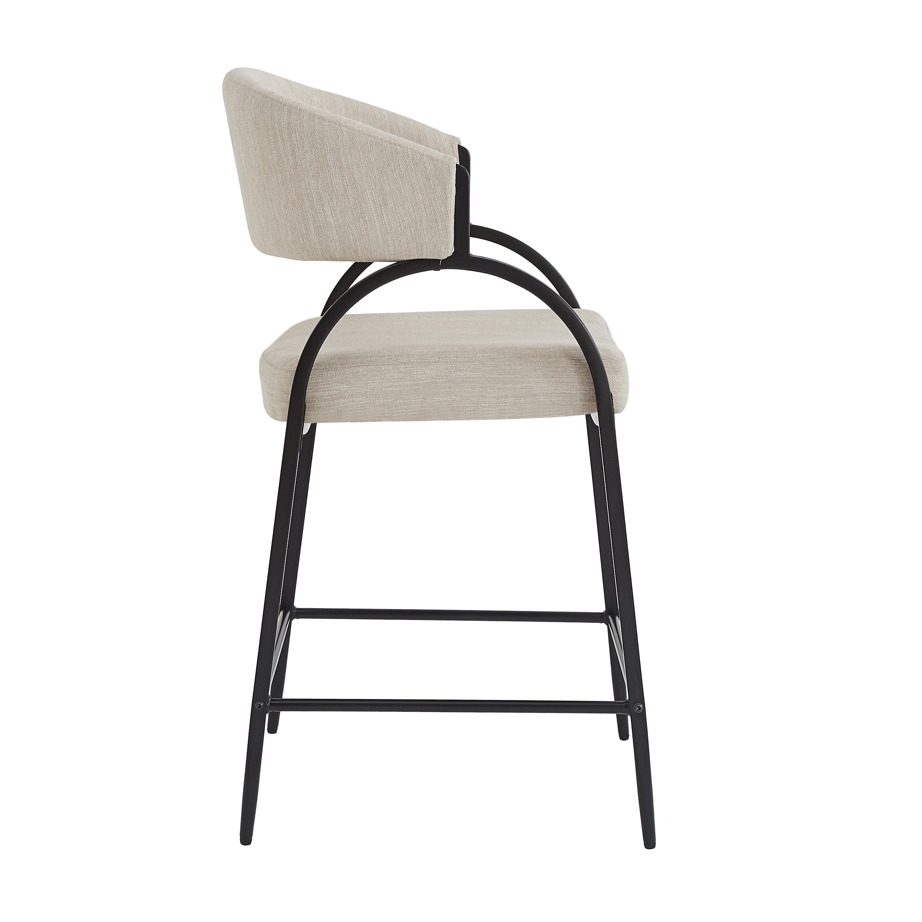 25" Seat Height Modern Fabric Bar Stools with Back