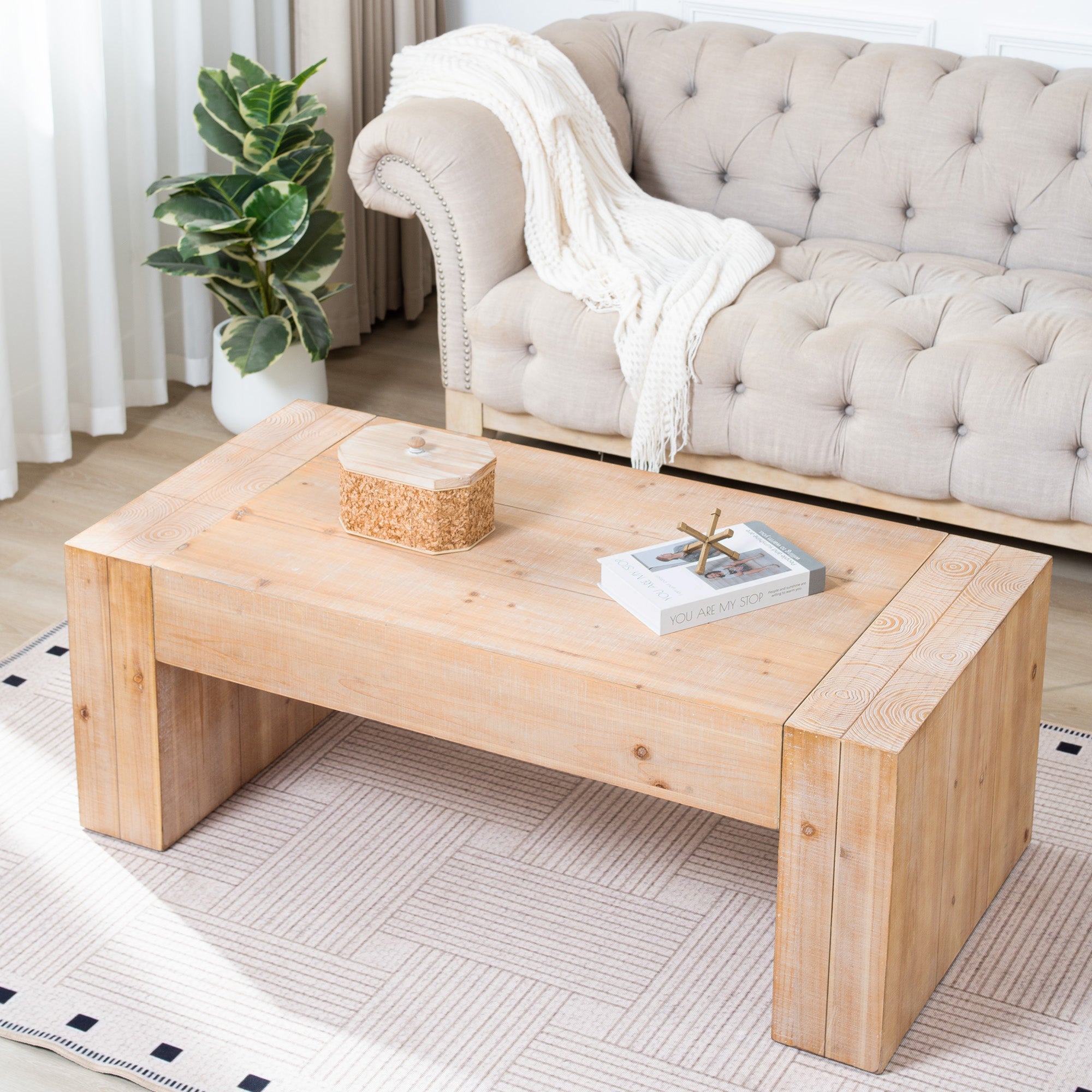 49" Rustic Wood Coffee Table