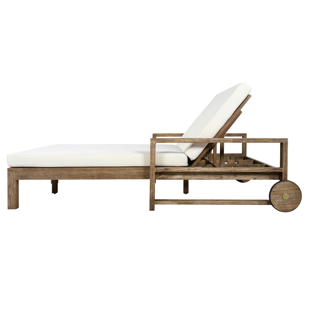 TREXM 1-Piece Farmhouse-styled Wooden Outdoor Sunbed