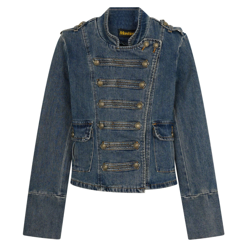 American-Style Retro Court-Style Waist-Cinching Denim Jacket For Women