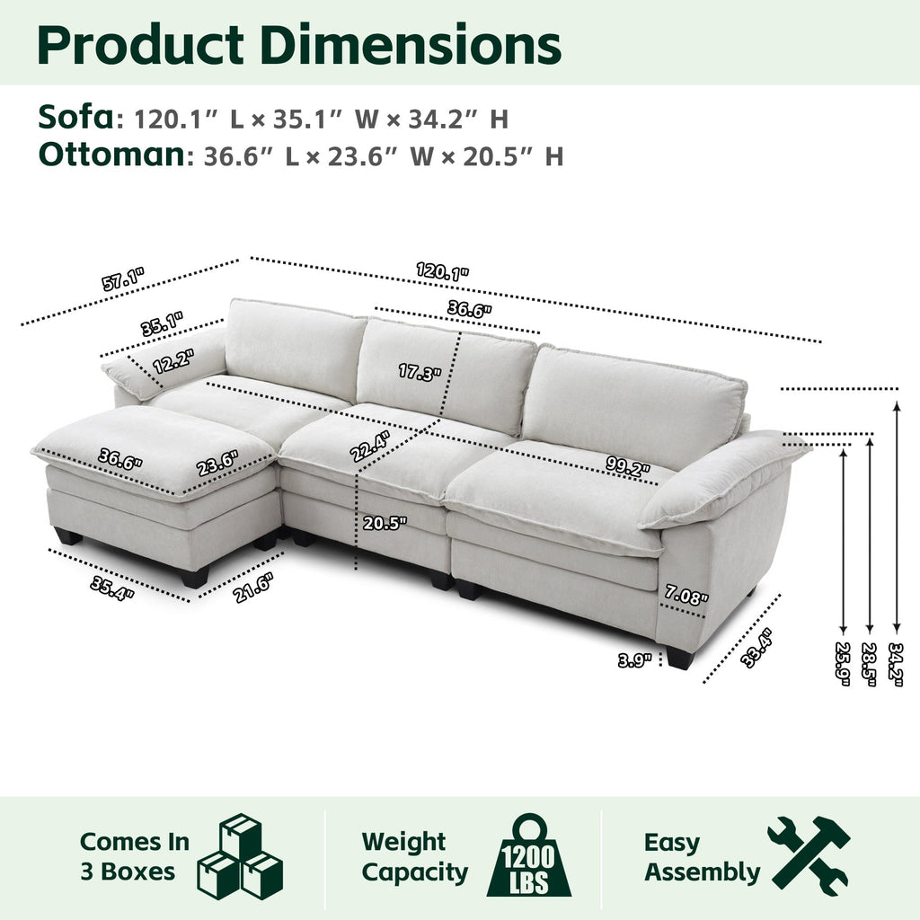 Luxury L Shape Sofa with Ottoman