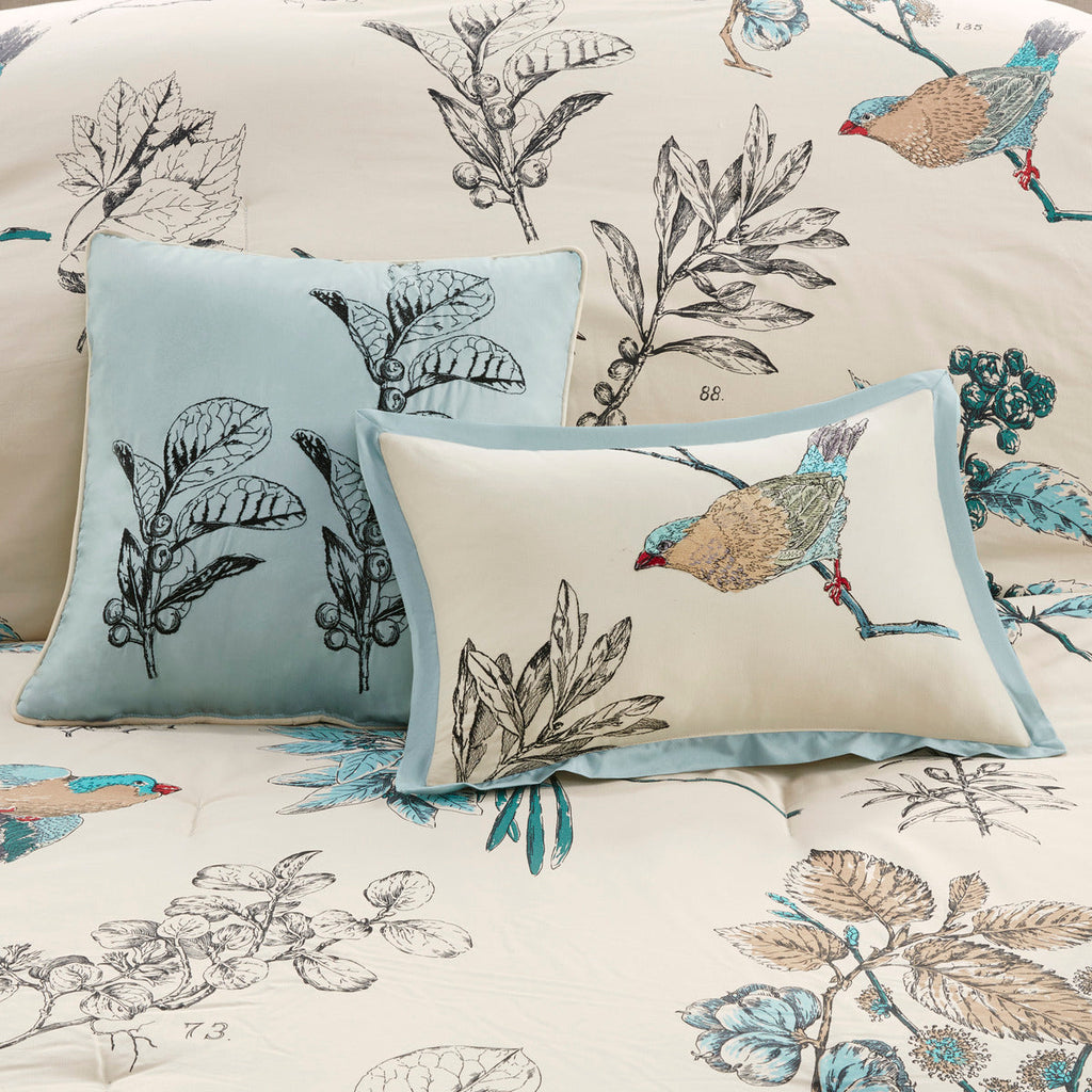 7 Piece Printed Cotton Twill Comforter Set - Khaki King