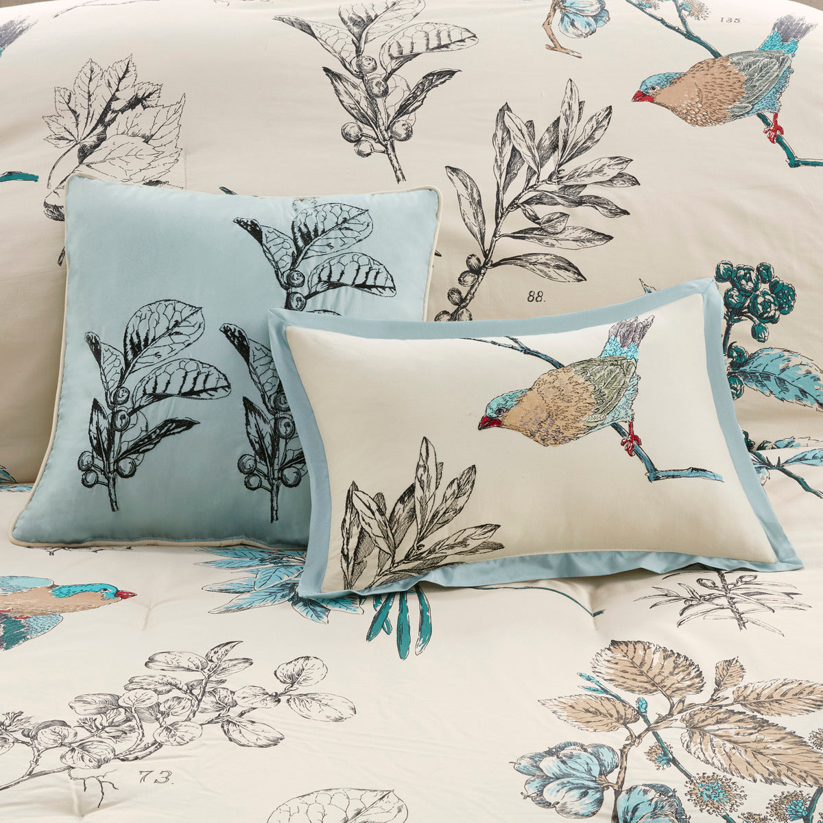 7 Piece Printed Cotton Twill Comforter Set - Khaki King