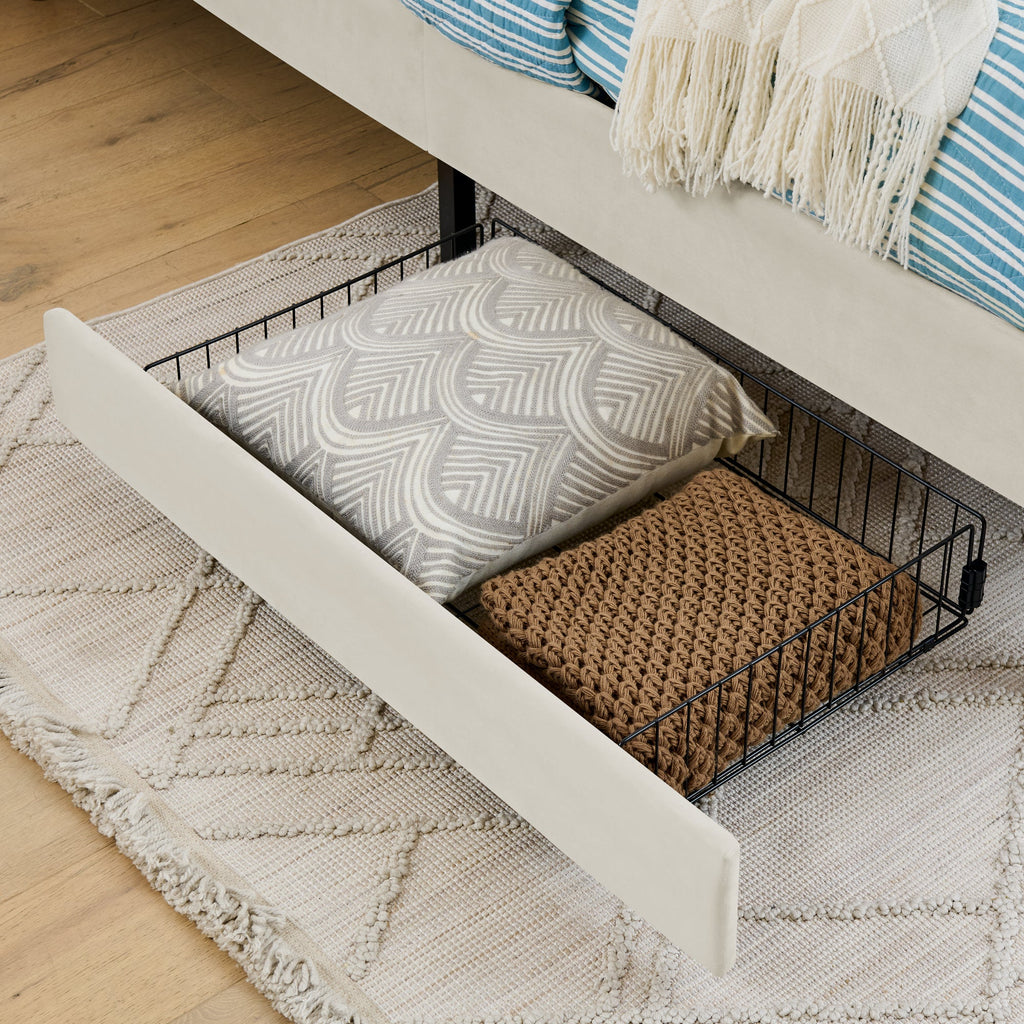 Full Size Upholstered Platform Bed Frame with 2 Storage Drawers