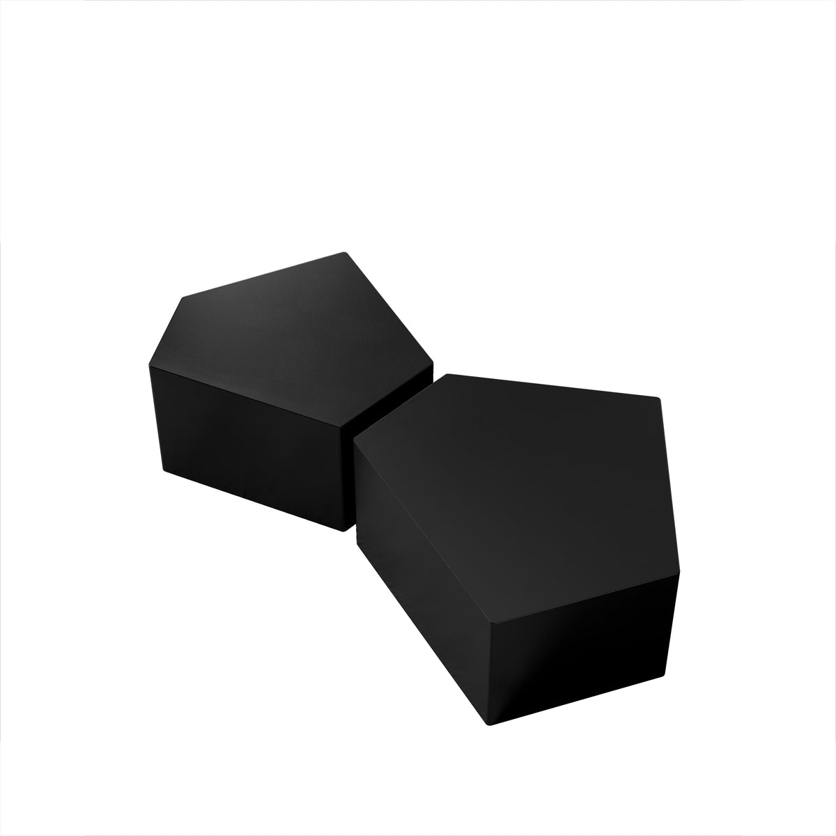 Irregular Pentagon Nesting Coffee Table Set - Black, Set of 2
