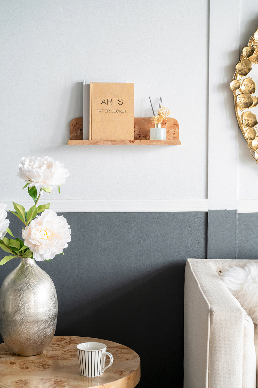 Burl Wood Floating Wall Shelf