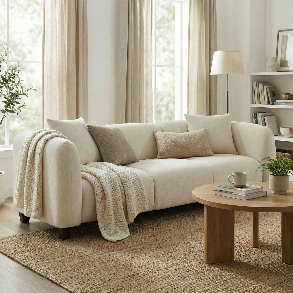 Silo 87 in. Modern Upholstered Chenille Sofa