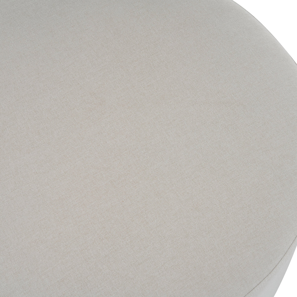 White Fabric Round Ottoman with Wooden Legs