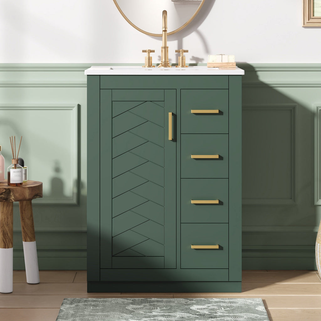 24" Bathroom Vanity with Integrated Ceramic Sink