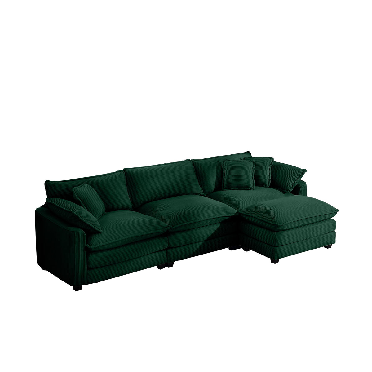 Corduroy 3-Seater Sofa with Ottoman