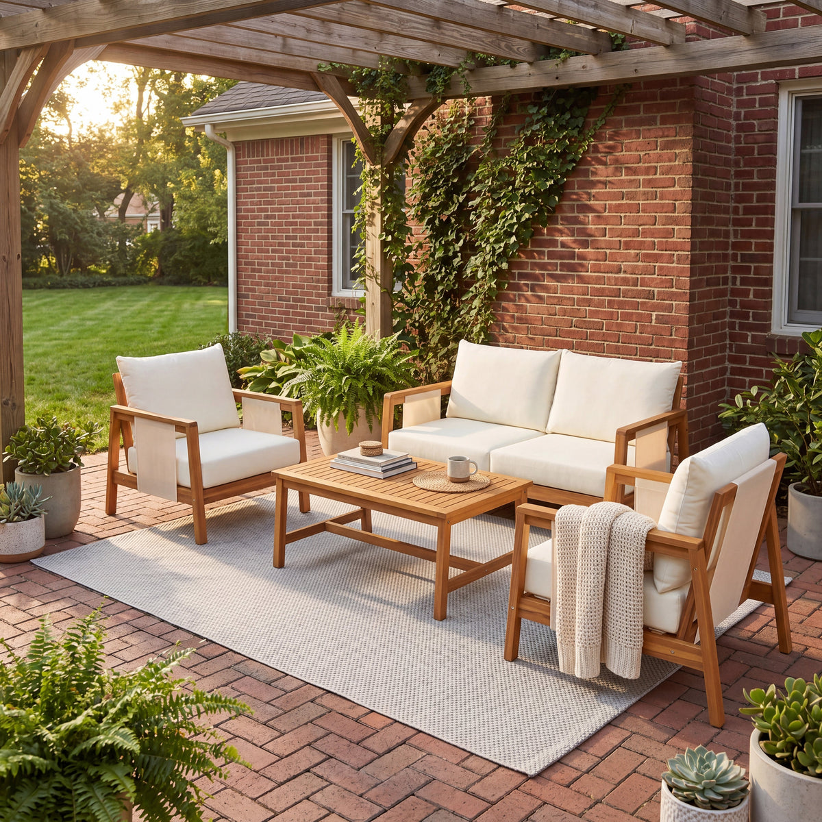 4-Piece Outdoor Sofa Set with Cushions