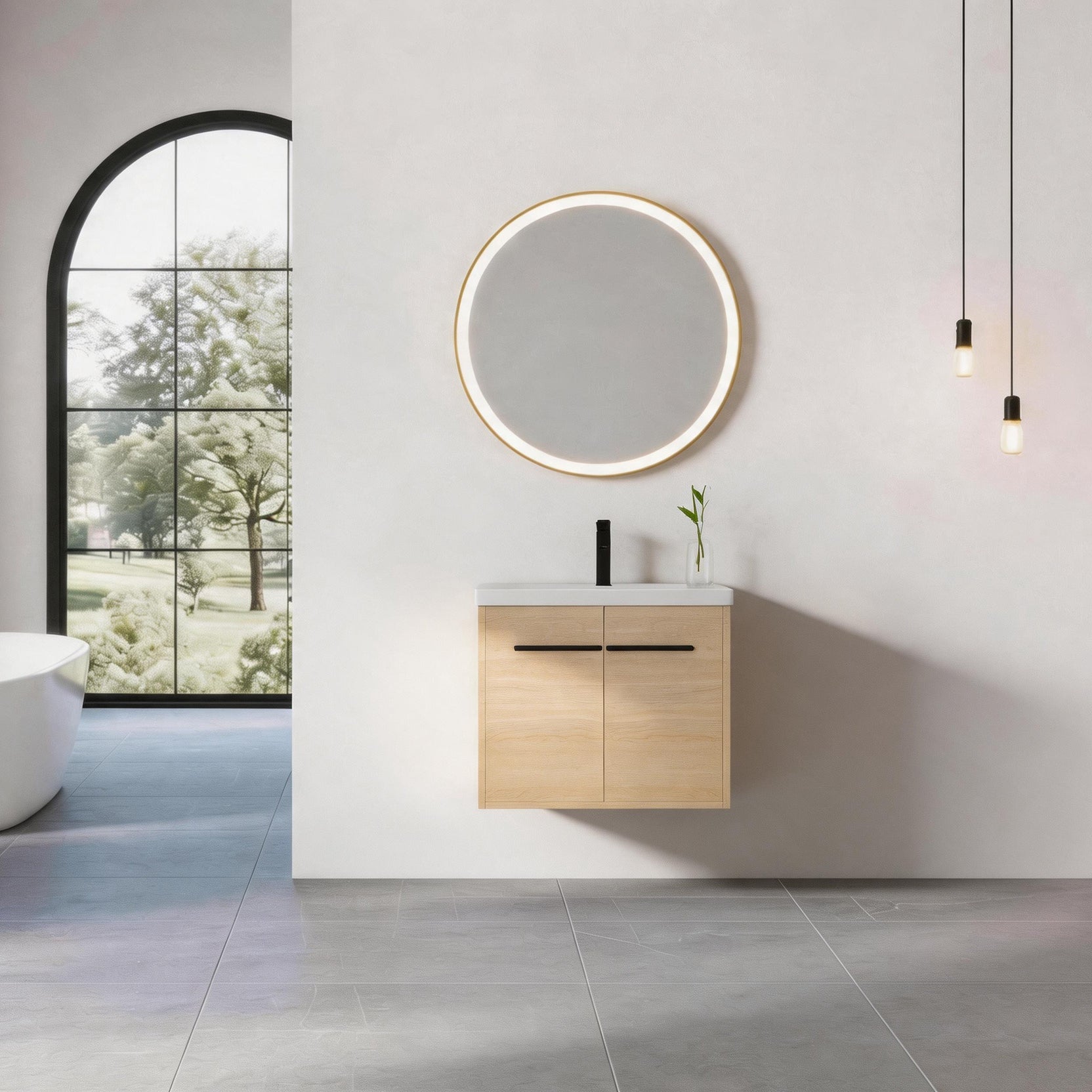 24" Wall Mounted Bathroom Vanity with Resin Basin