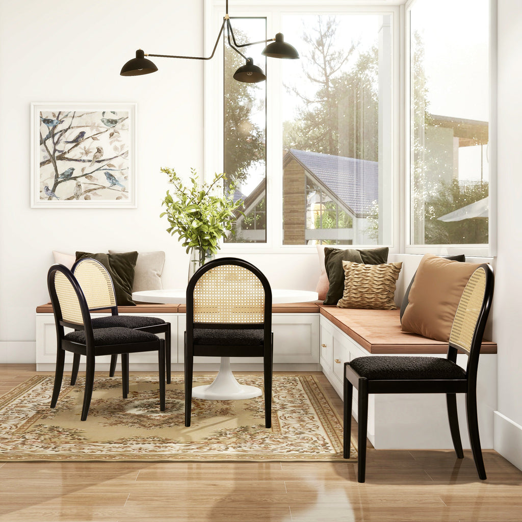 Panama 18.5" Curved Resin Cane Rattan Side Dining Chair Set of 2
