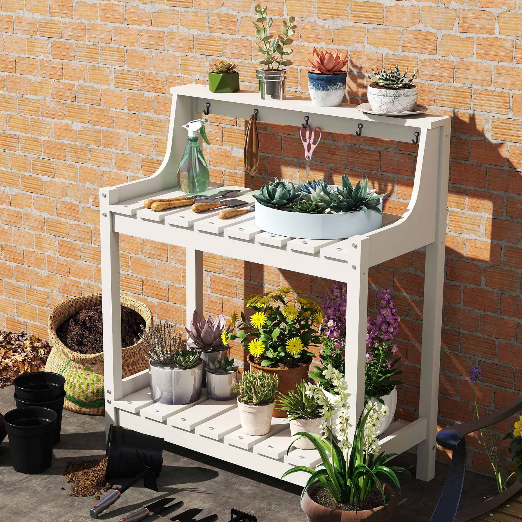 HDPE Garden Potting Table with Storage for Outdoor Use