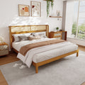 Premium Rubber Wood Platform Bed Frame, King Bed Frame with Headboard