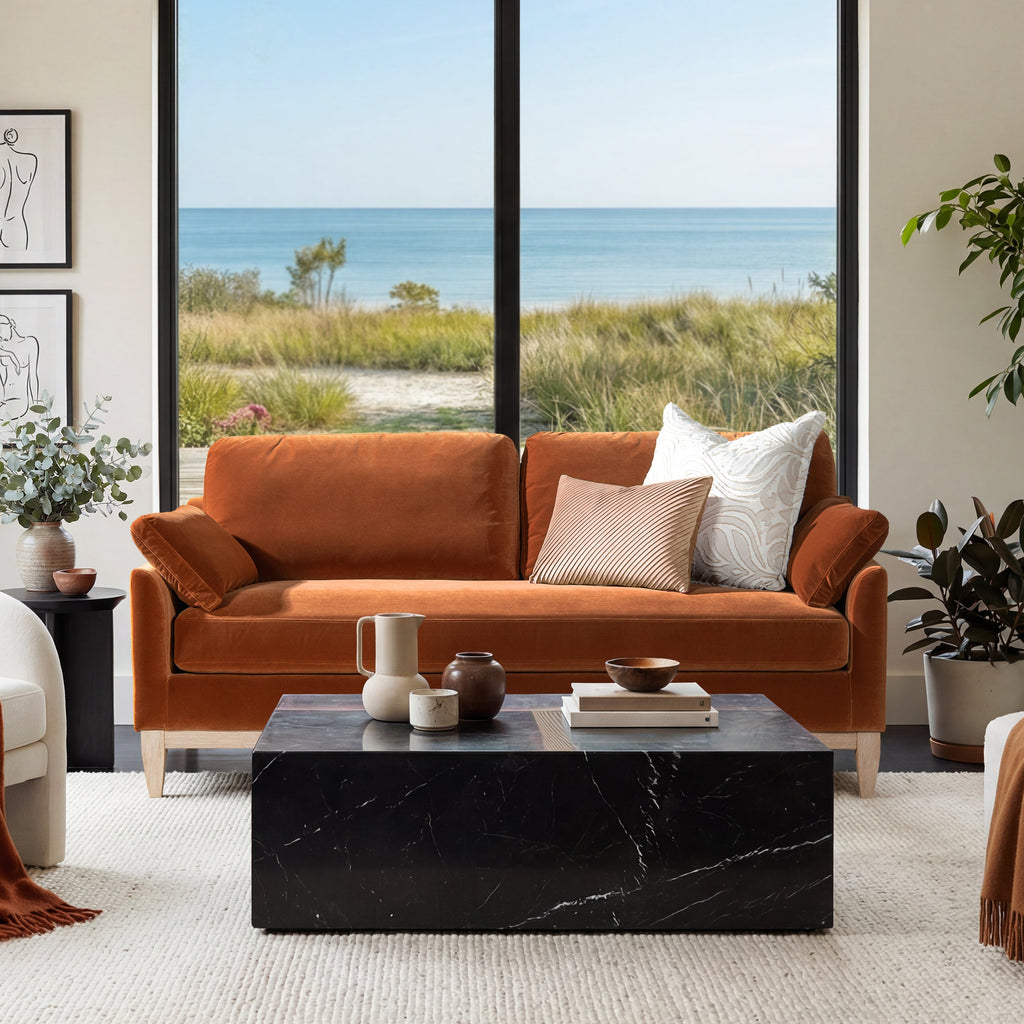 Pasadena 75.5" Modern Farmhouse Sofa in Burnt