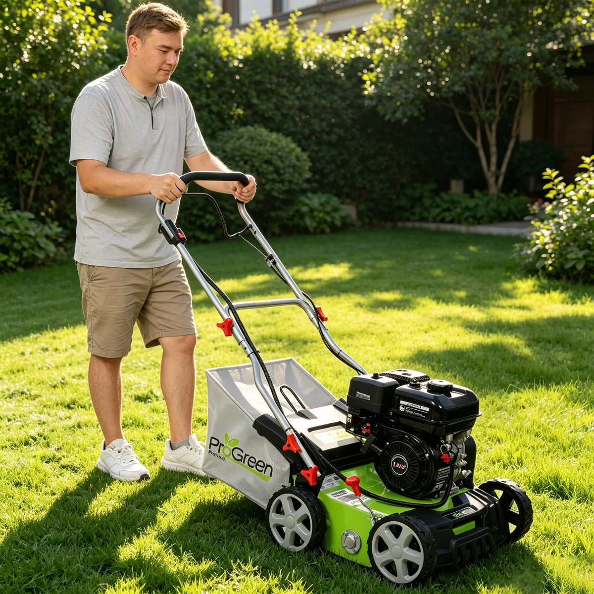 PROGREEN Gasoline Engine Scarifier 2in1 Function Dethatcher/Scarifier, 16in Width