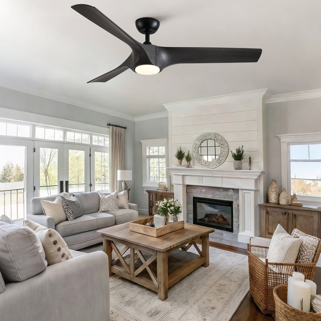56" Modern Farmhouse Reversible Quiet Motor Ceiling Fan Light