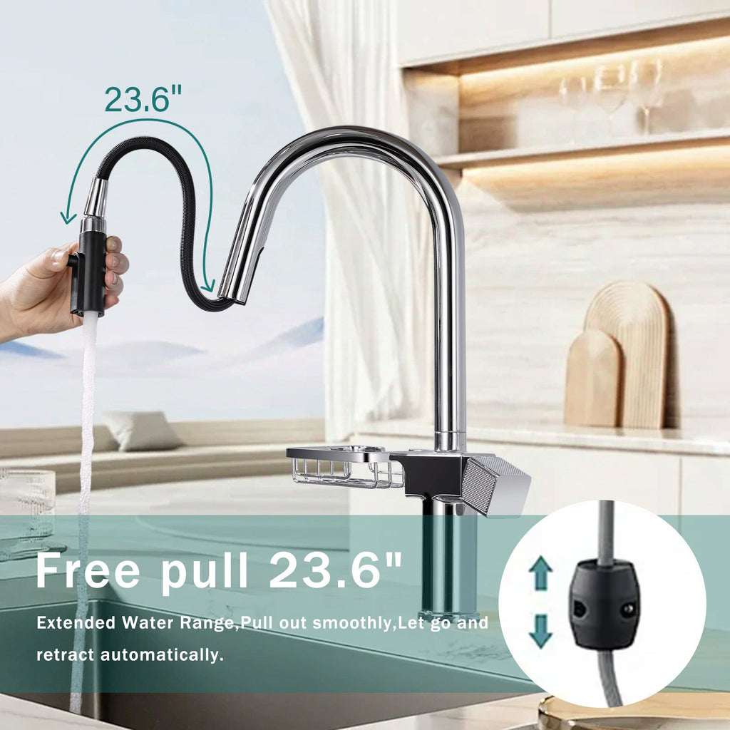 High Arc Pull-Down Kitchen Faucet - Single Hole Stainless Steel