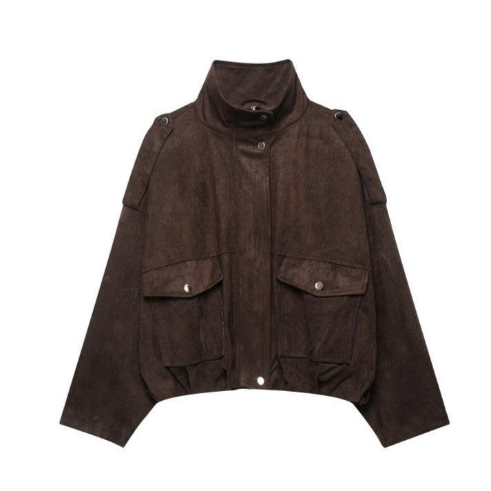 Womens Retro Suede Jacket Coat